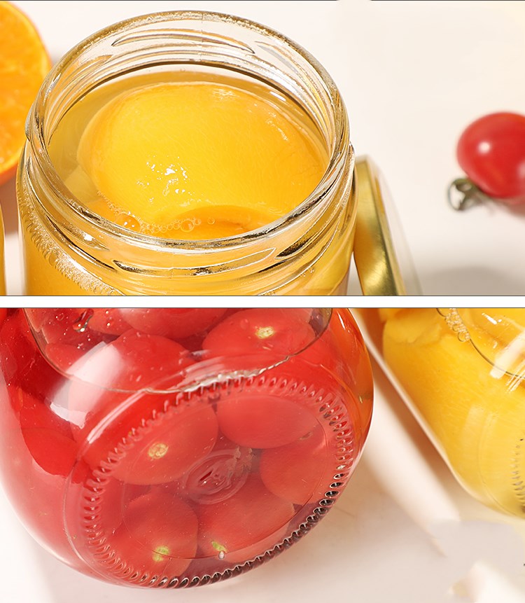 Canned glass round bottle can be steamed high temperature resistant fruit yellow peach sealed canned