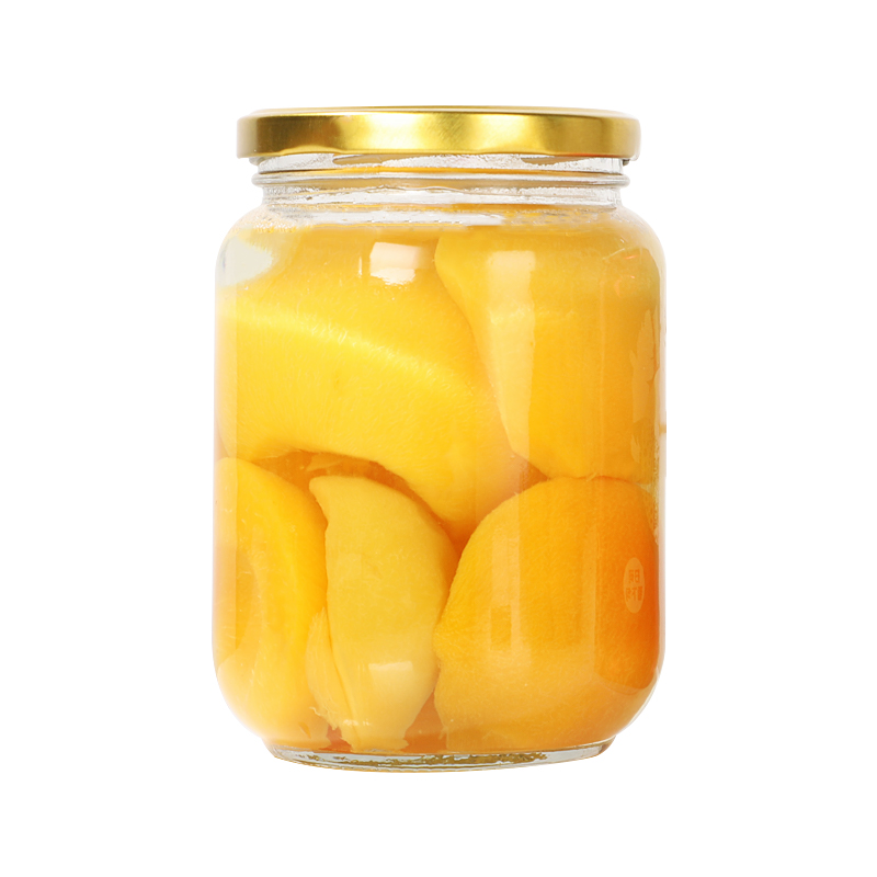 Canned glass round bottle with an empty lid can be steamed high temperature resistant fruit yellow peach sealed canned