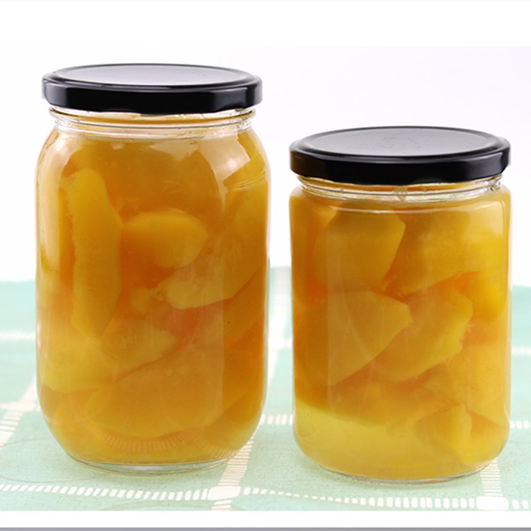 Canned glass round bottle with an empty lid can be steamed high temperature resistant fruit yellow peach sealed canned