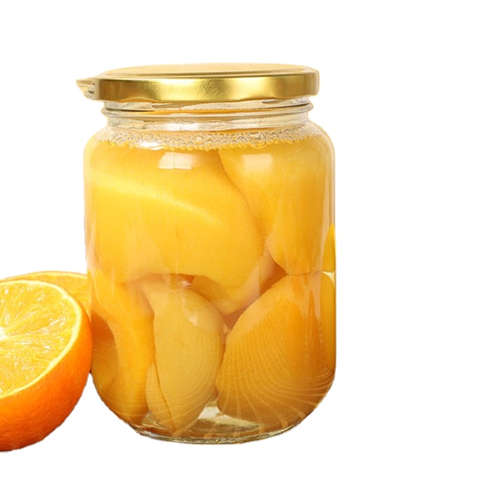 Canned glass  round bottle with an empty lid can be steamed high temperature resistant fruit yellow peach sealed canned