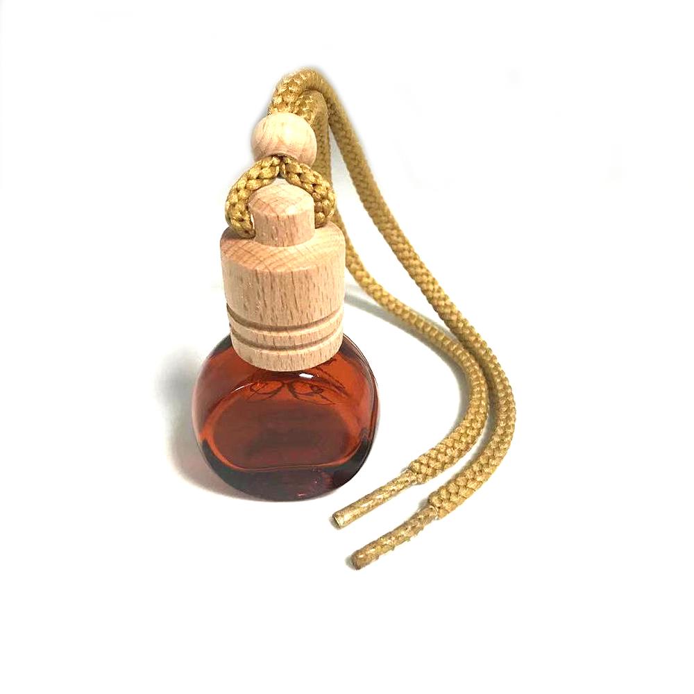 Cap Diffuser Empty Hanging Car Perfume Bottle 8ml Wholesale Wooden Amber Color Screen Printing Personal Care Screw Cap