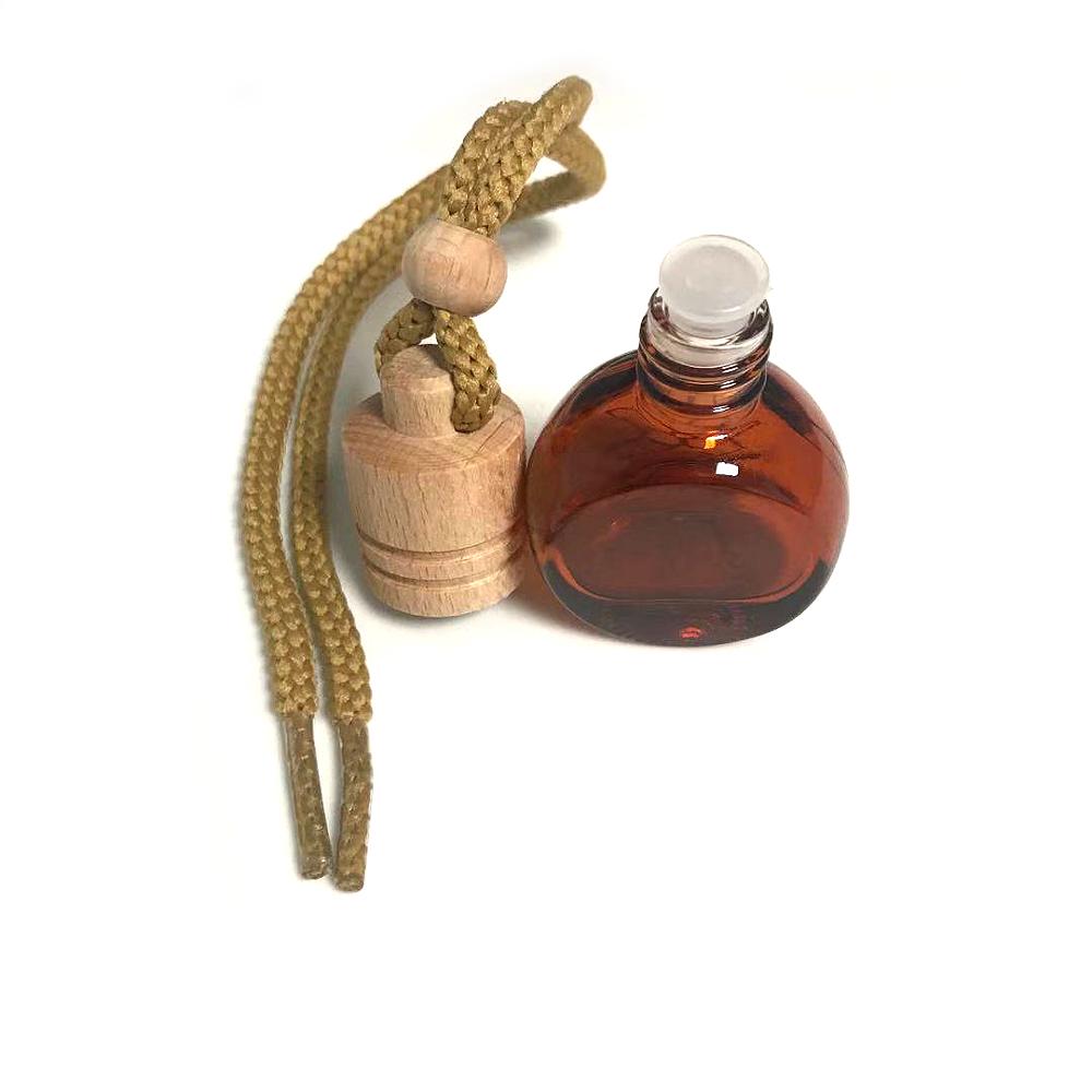 Cap Diffuser Empty Hanging Car Perfume Bottle 8ml Wholesale Wooden Amber Color Screen Printing Personal Care Screw Cap