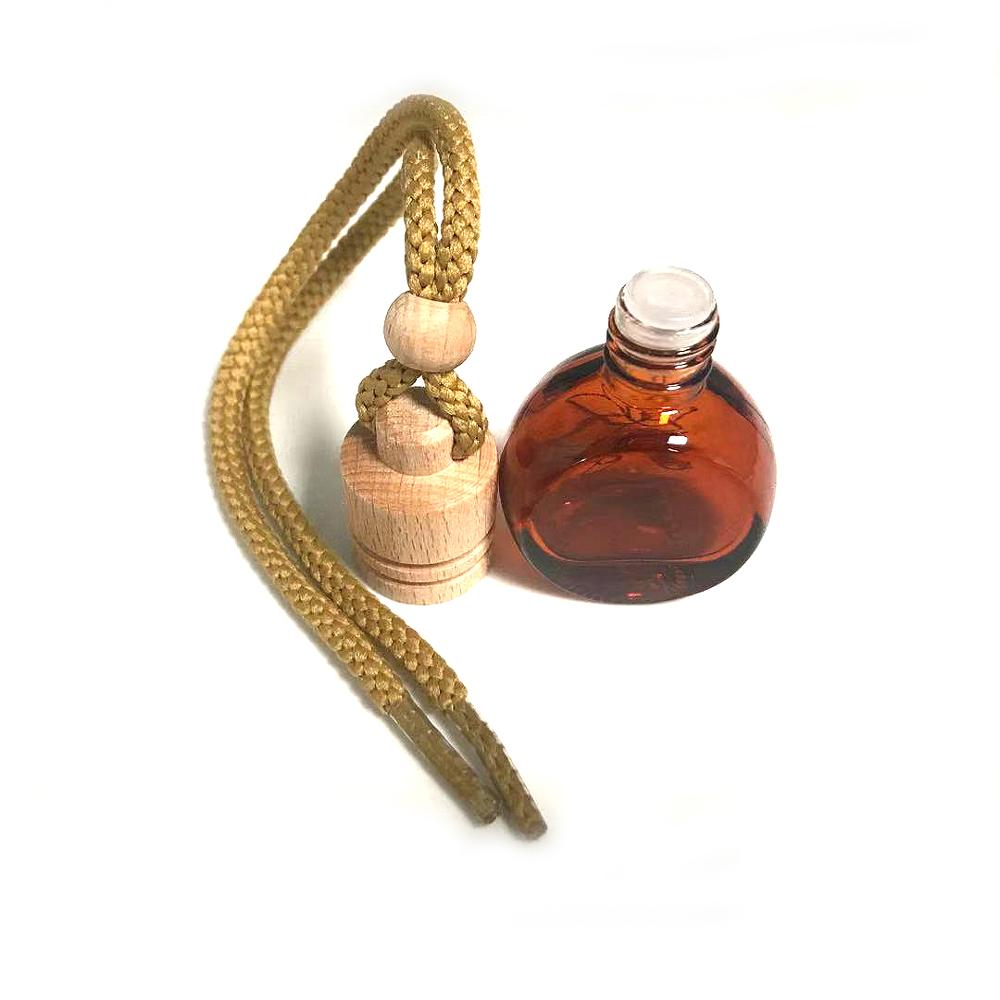Cap Diffuser Empty Hanging Car Perfume Bottle 8ml Wholesale Wooden Amber Color Screen Printing Personal Care Screw Cap