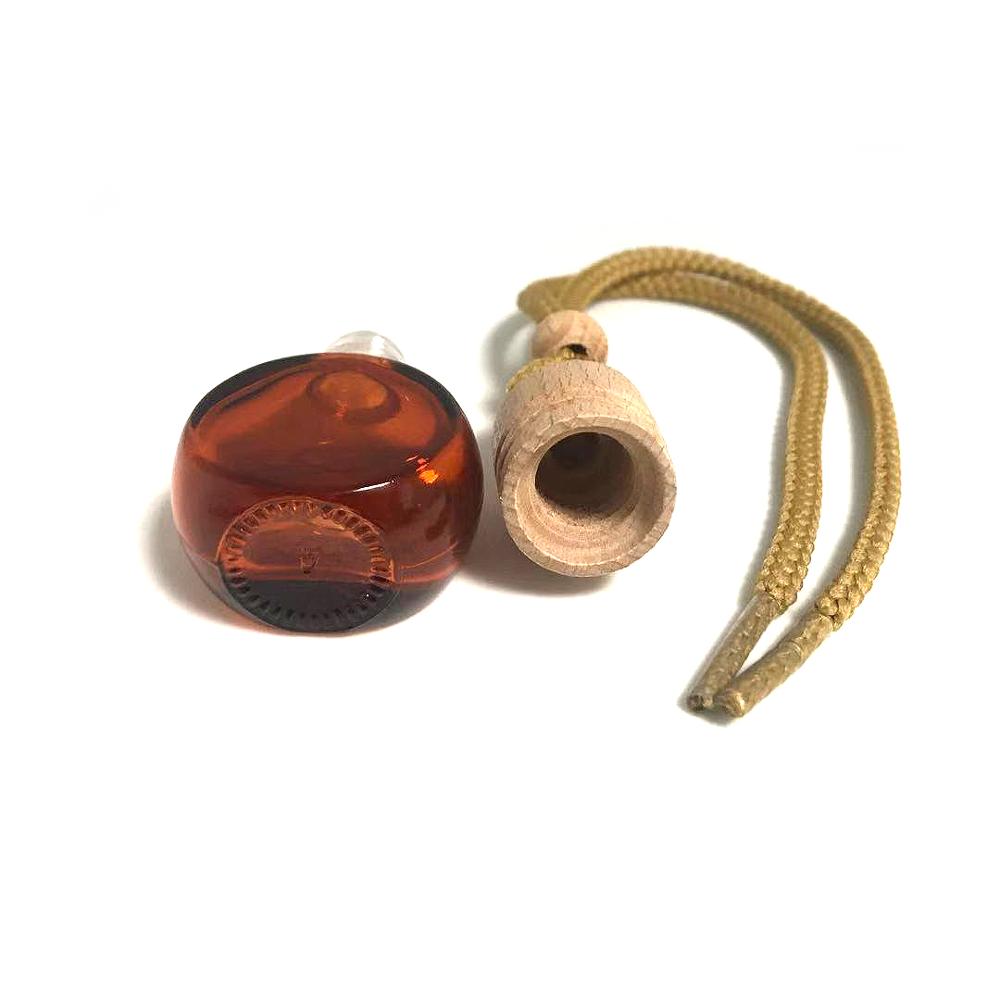 Cap Diffuser Empty Hanging Car Perfume Bottle 8ml Wholesale Wooden Amber Color Screen Printing Personal Care Screw Cap
