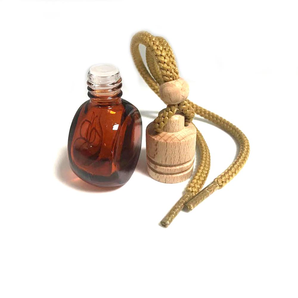 Cap Diffuser Empty Hanging Car Perfume Bottle 8ml Wholesale Wooden Amber Color Screen Printing Personal Care Screw Cap