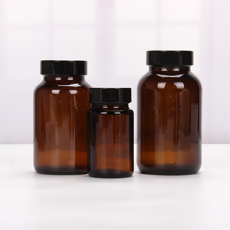 Capsule container 60ml 75ml 100ml 120ml 150ml 200ml 250ml 300ml 500ml glass amber bottle medical pill bottles