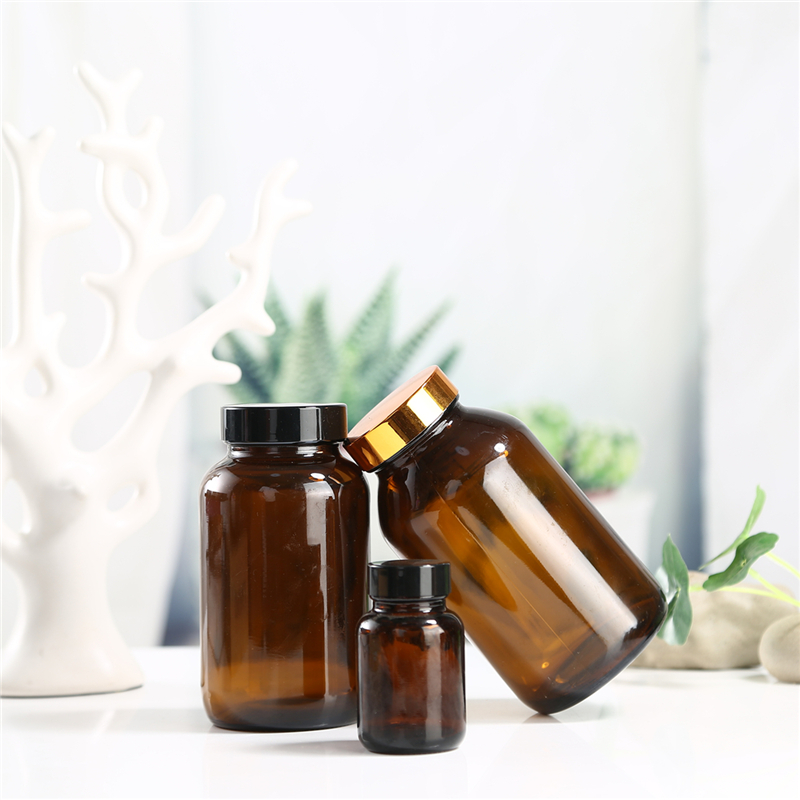Capsule container supplements 60ml 100ml 150ml 200ml 300ml 500ml glass amber bottle medical pill bottles