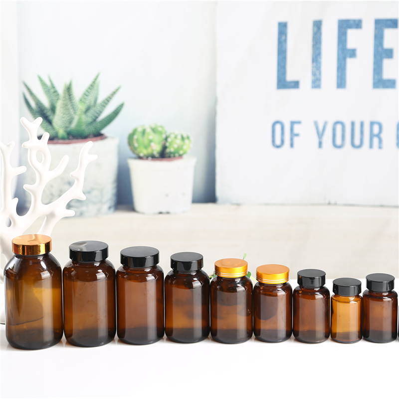 Capsule container supplements 60ml 100ml 150ml 200ml 300ml 500ml glass amber bottle medical pill bottles