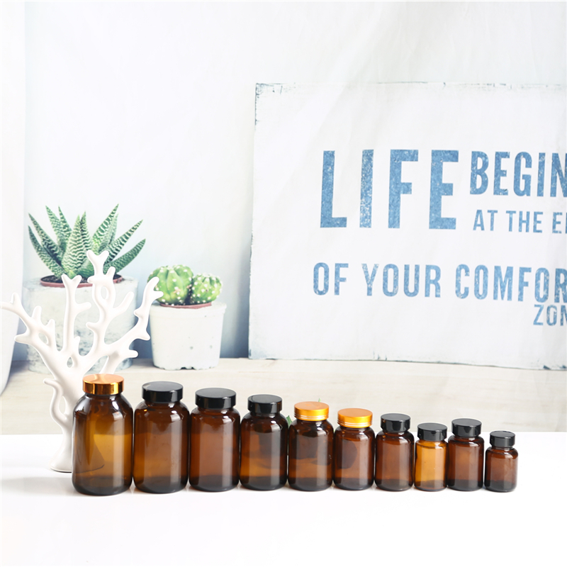 Capsule container supplements 60ml 100ml 150ml 200ml 300ml 500ml glass amber bottle medical pill bottles