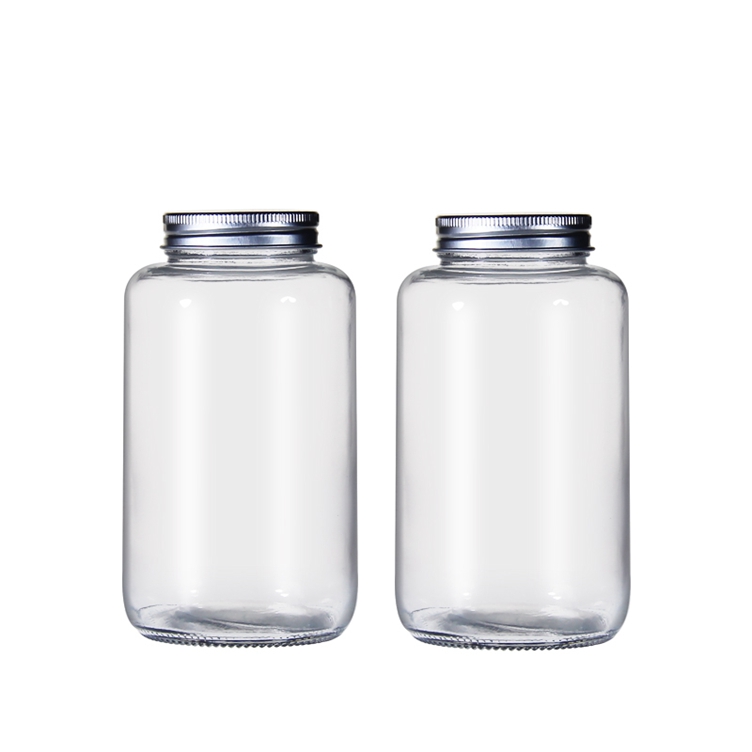 Capsule supplements 500 ml clear glass medical pill bottle with screw lid