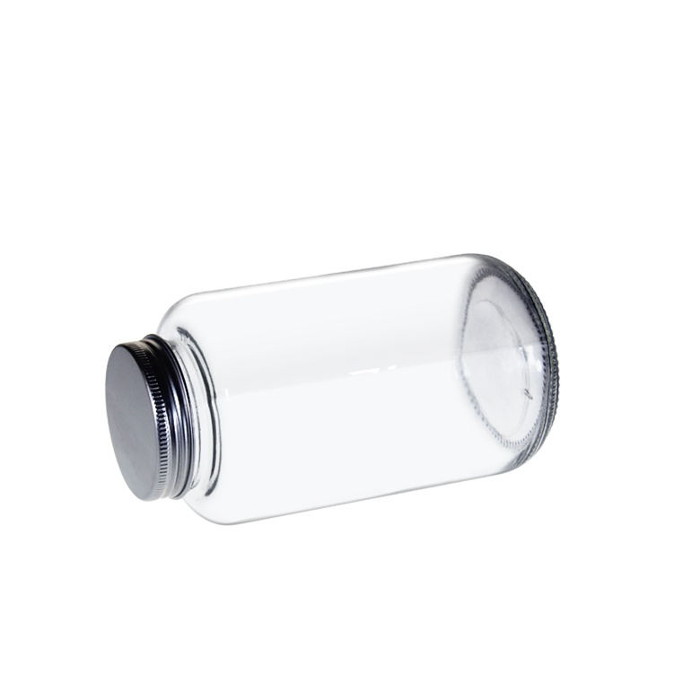 Capsule supplements 500 ml clear glass medical pill bottle with screw lid