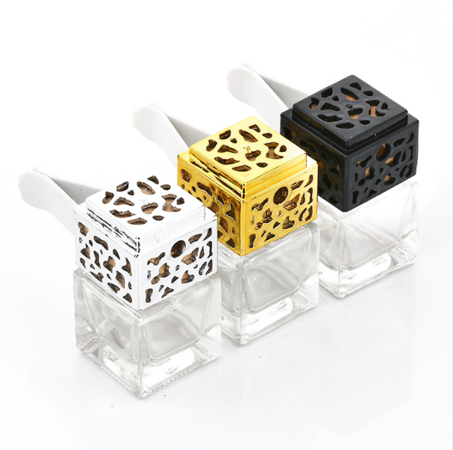 Car Air Freshener 5ML 6ML 8ML Empty Square Shape Car Hanging Perfume Bottles Glass Diffuser Bottle for Essential Oil