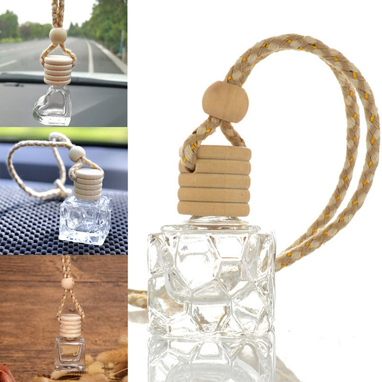 Car Hanging Air Freshener Diffuser Fragrance Clear Glass Empty Perfume Bottle Essential Oil Bottle