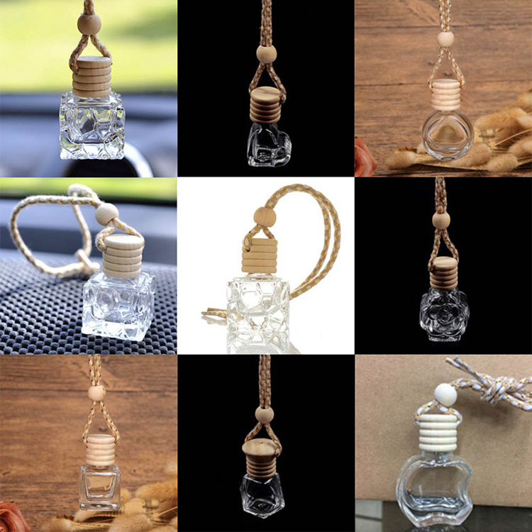 Car Hanging Air Freshener Diffuser Fragrance Clear Glass Empty Perfume Bottle Essential Oil Bottle