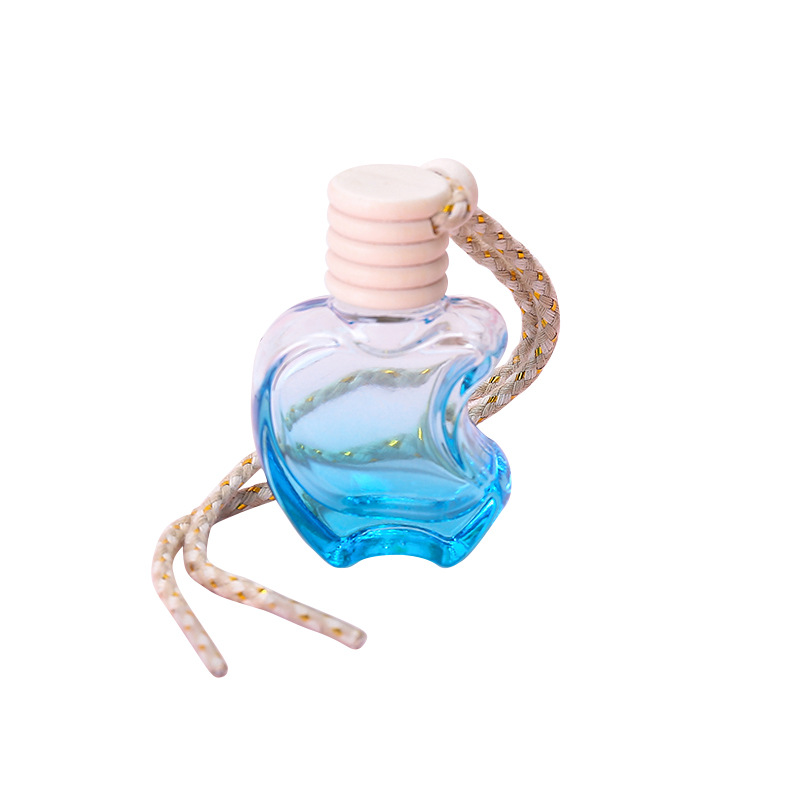 Car Hanging Glass Diffuser Bottles 10ml Color Empty Apple Shaped Car Diffuser Parfum Glass Bottle