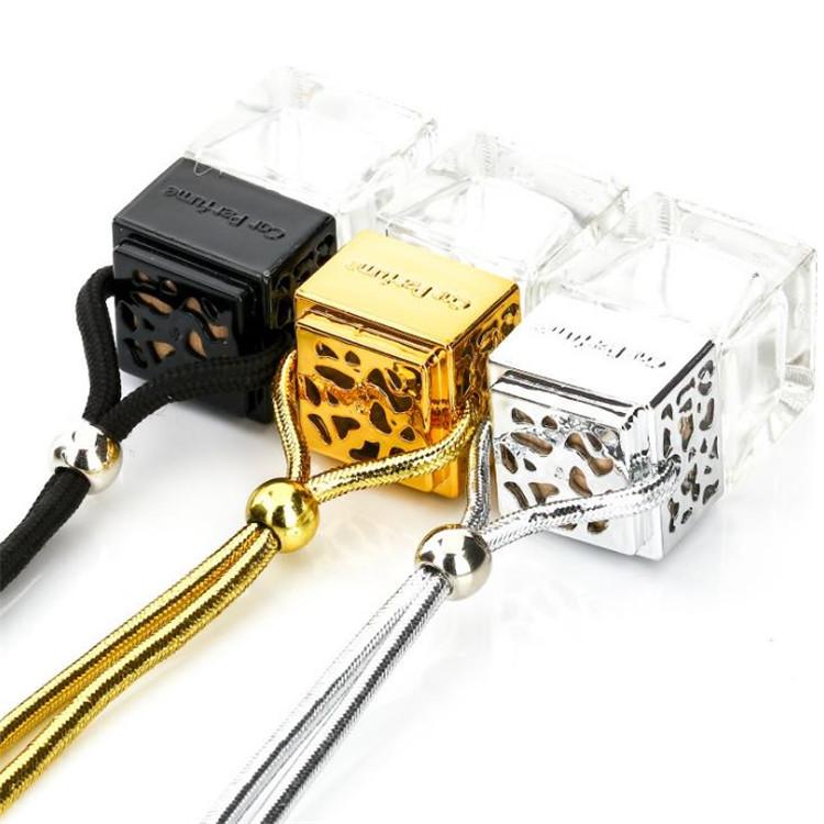 Car Hanging Perfume Rearview Mirror Ornament Air Freshener For Essential Oils Diffuser Fragrance Empty Glass Bottle