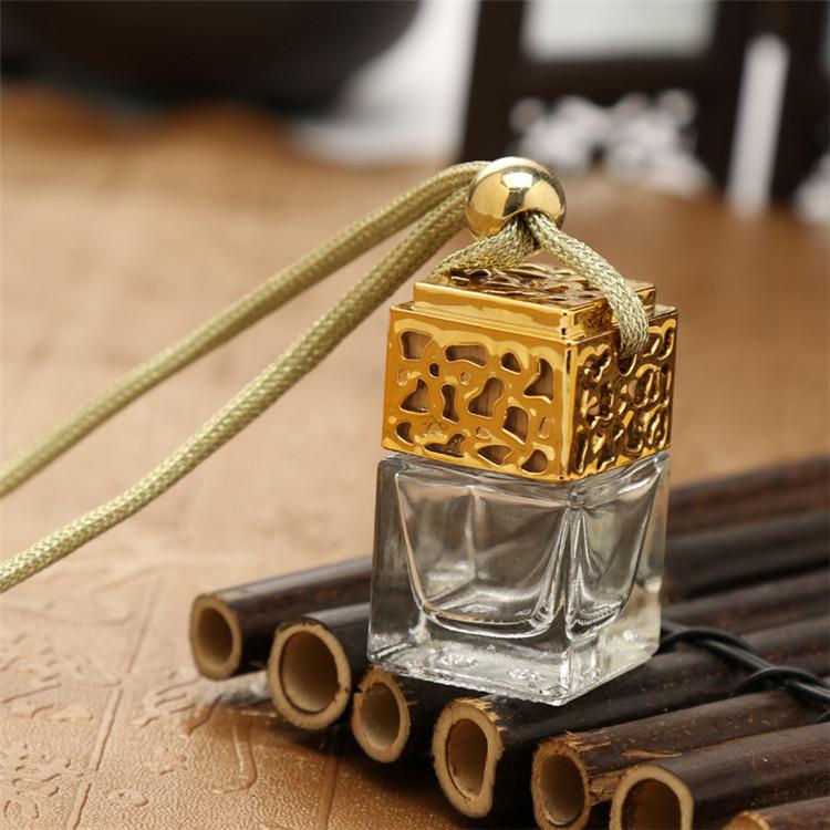 Car Hanging Perfume Rearview Mirror Ornament Air Freshener For Essential Oils Diffuser Fragrance Empty Glass Bottle