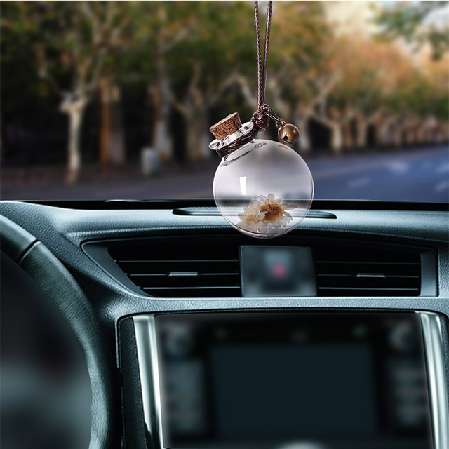 Car Perfume bottle pendant empty for essential oils perfume pendant Auto ornament with flower freshener car style