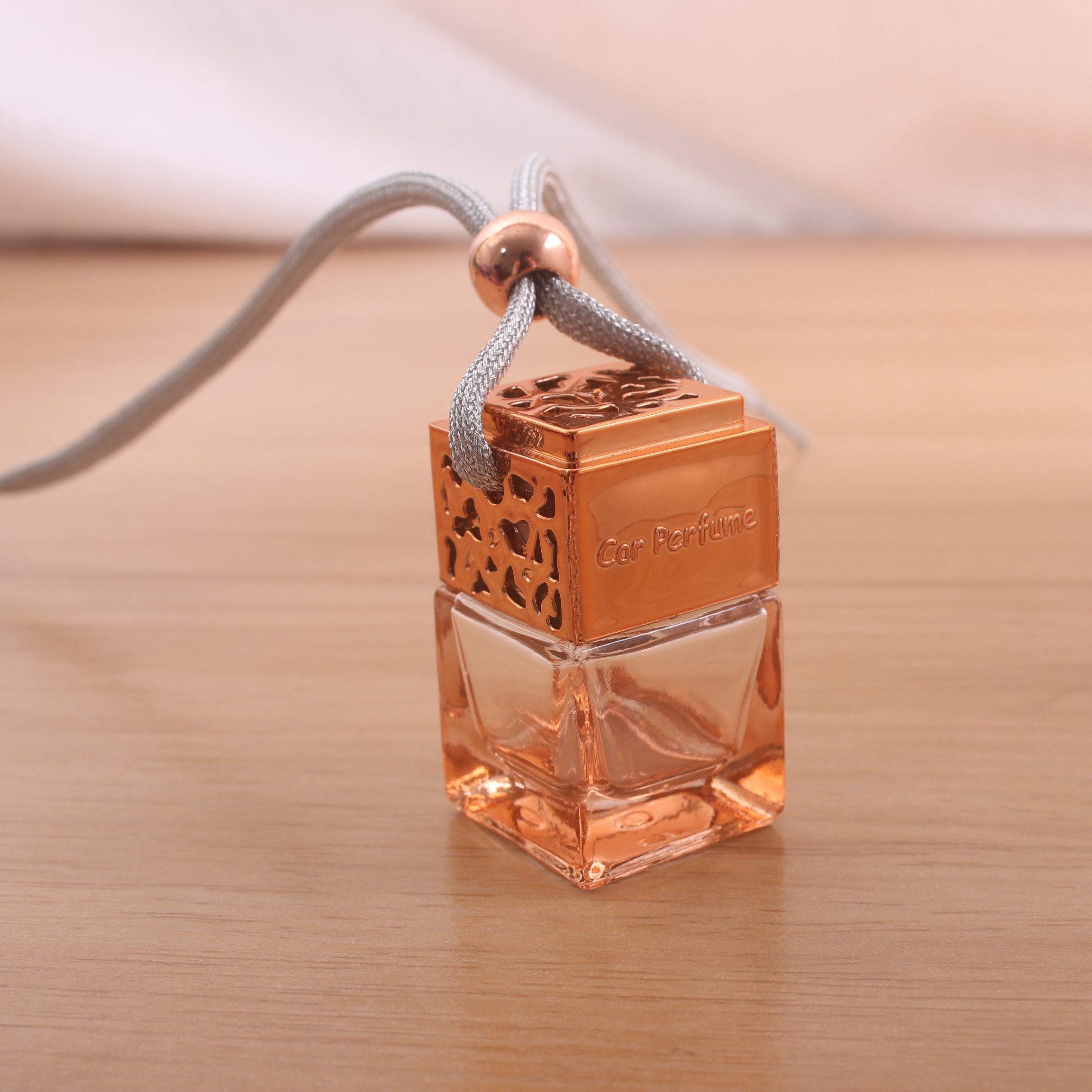 Car perfume bottle square colored glass perfume vial with colored lid hanging car diffuser bottles Ready Stock bottle