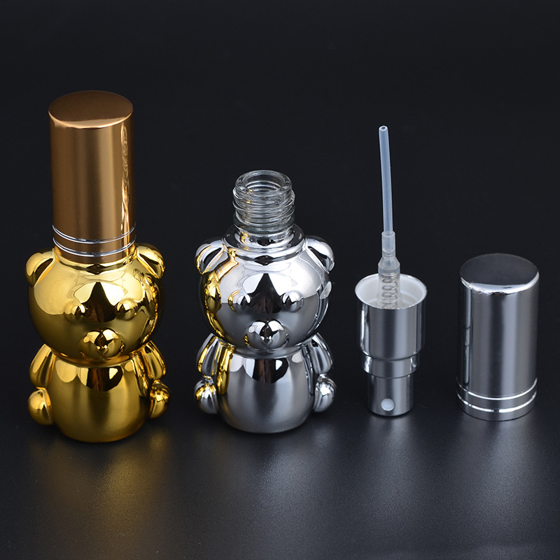 Cartoon Mouse Shape Design 8ml Glass Golden Sliver Empty Animal Shape Empty Glass Spray Perfume Bottles