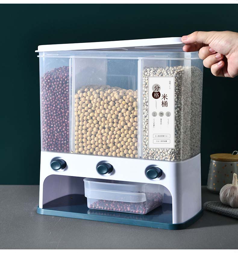 Cellular Style Cereal Plastic Containers Push Type Food Storage Container For Cereal Grains Corn Bean