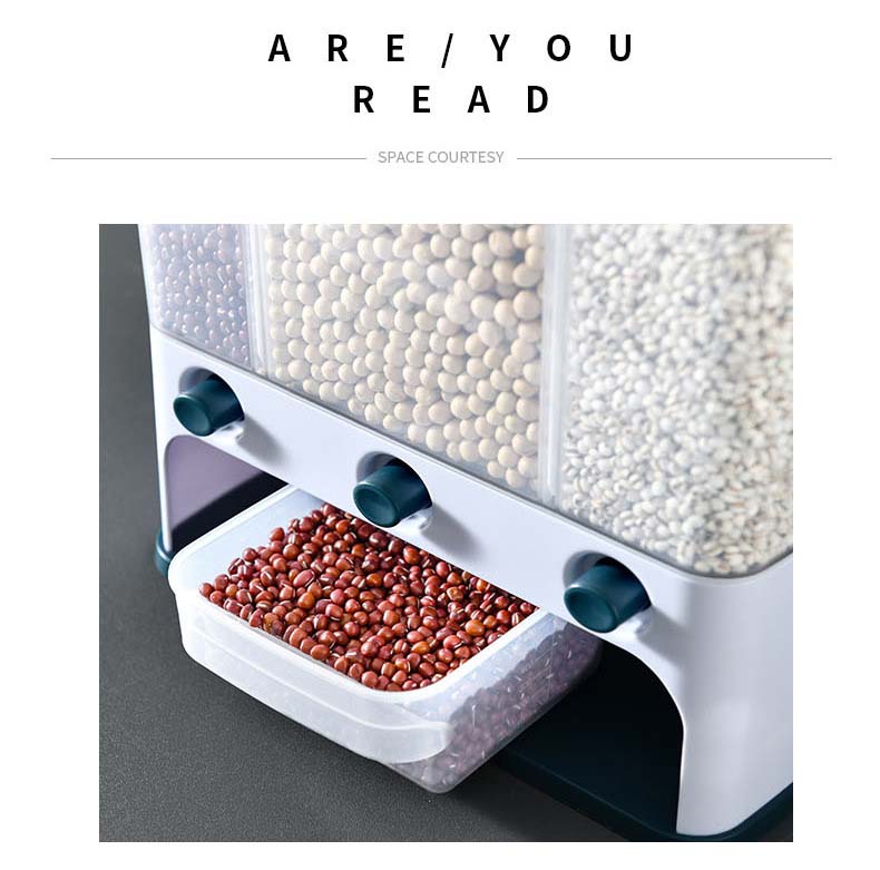 Cellular Style Cereal Plastic Containers Push Type Food Storage Container For Cereal Grains Corn Bean