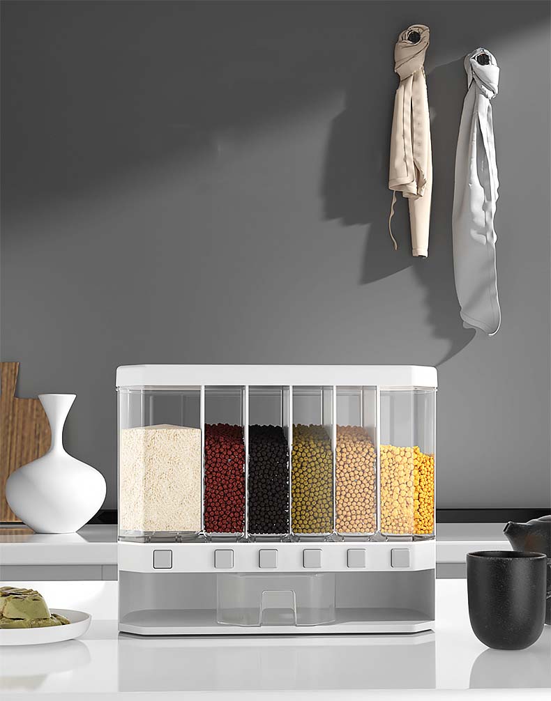 Cellular Style Plastic Cereal Storage Containers With Clapboard Serving Cereal Kitchen Organization Grains Soybean Corn