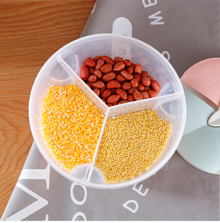 Cellular Style Plastic Cereal Storage Containers With Respective Lids Serving Cereal Grains Soybean Corn Kitchen Organization