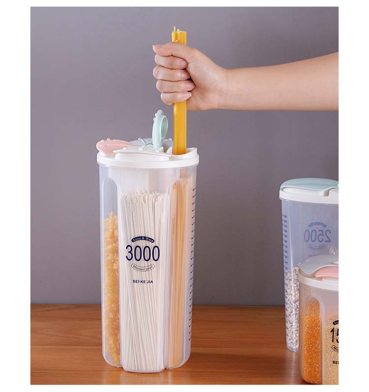 Cellular Style Plastic Cereal Storage Containers With Respective Lids Serving Cereal Grains Soybean Corn Kitchen Organization