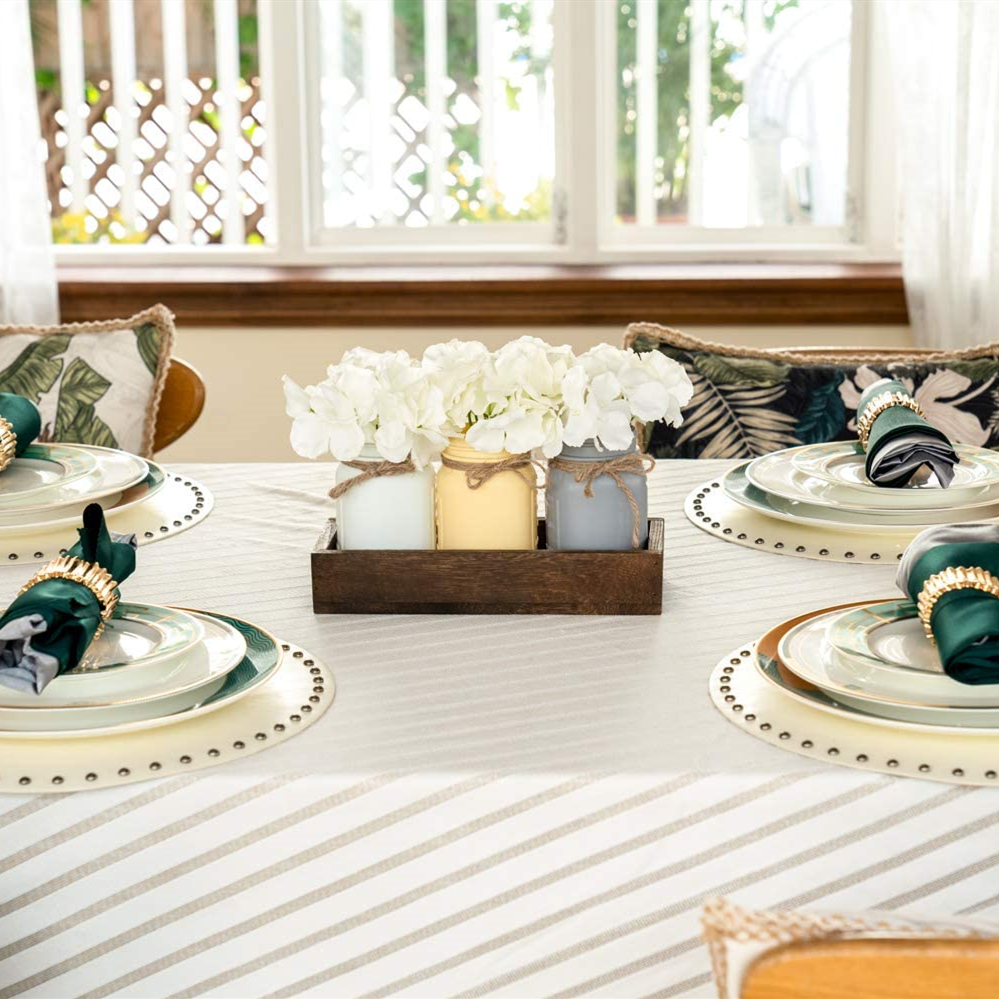 Centerpiece Decorative 3 Painted Mason Jars Artificial Flowers Mason Jar with Wood Tray