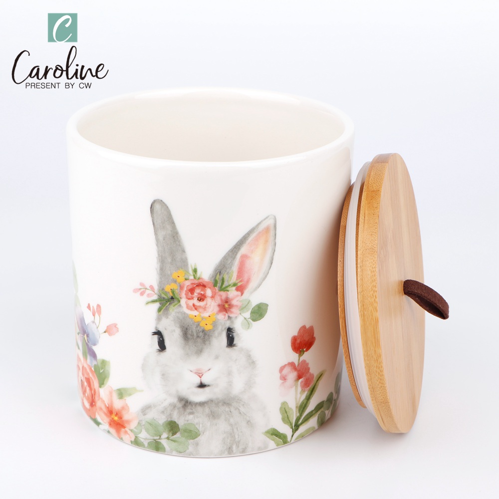 Ceramic Kitchen Canister Sets with Wood Lid