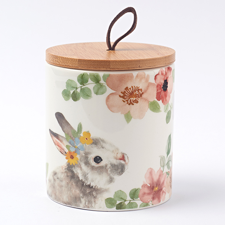 Ceramic Kitchen Canister Sets with Wood Lid