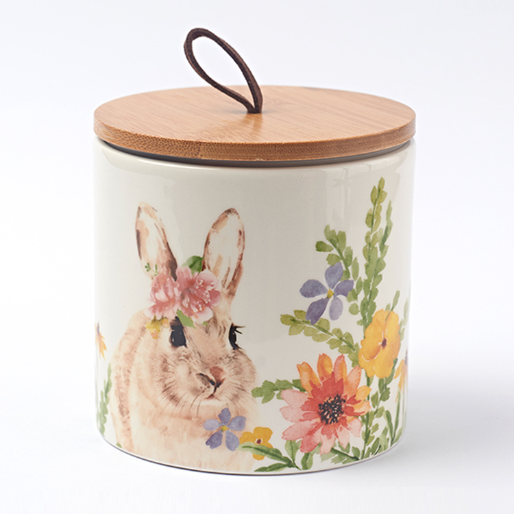 Ceramic Kitchen Canister Sets with Wood Lid