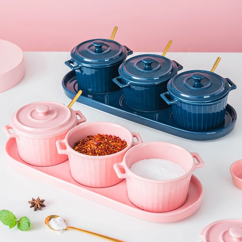 Ceramic Seasoning Jar Creative Kitchen Seasoning Jar Household Large Capacity Seasoning Jar Set Combination
