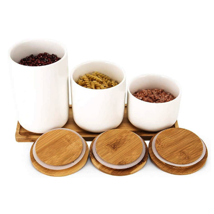 Ceramic food storage tank with wooden cover