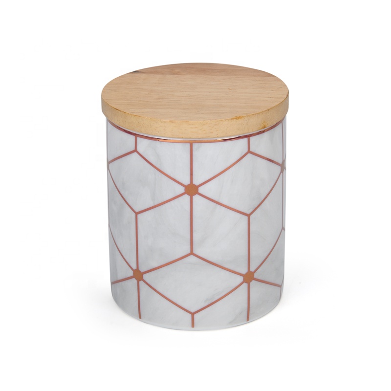 Ceramic rose gold marble cookie coffee food storage airtight canister set wholesale