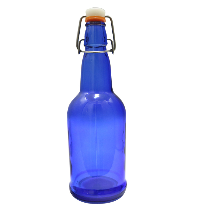 Ceramic swing top beer bottle 500ml blue glass beer bottle
