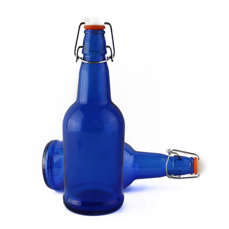 Ceramic swing top beer bottle 500ml blue glass beer bottle