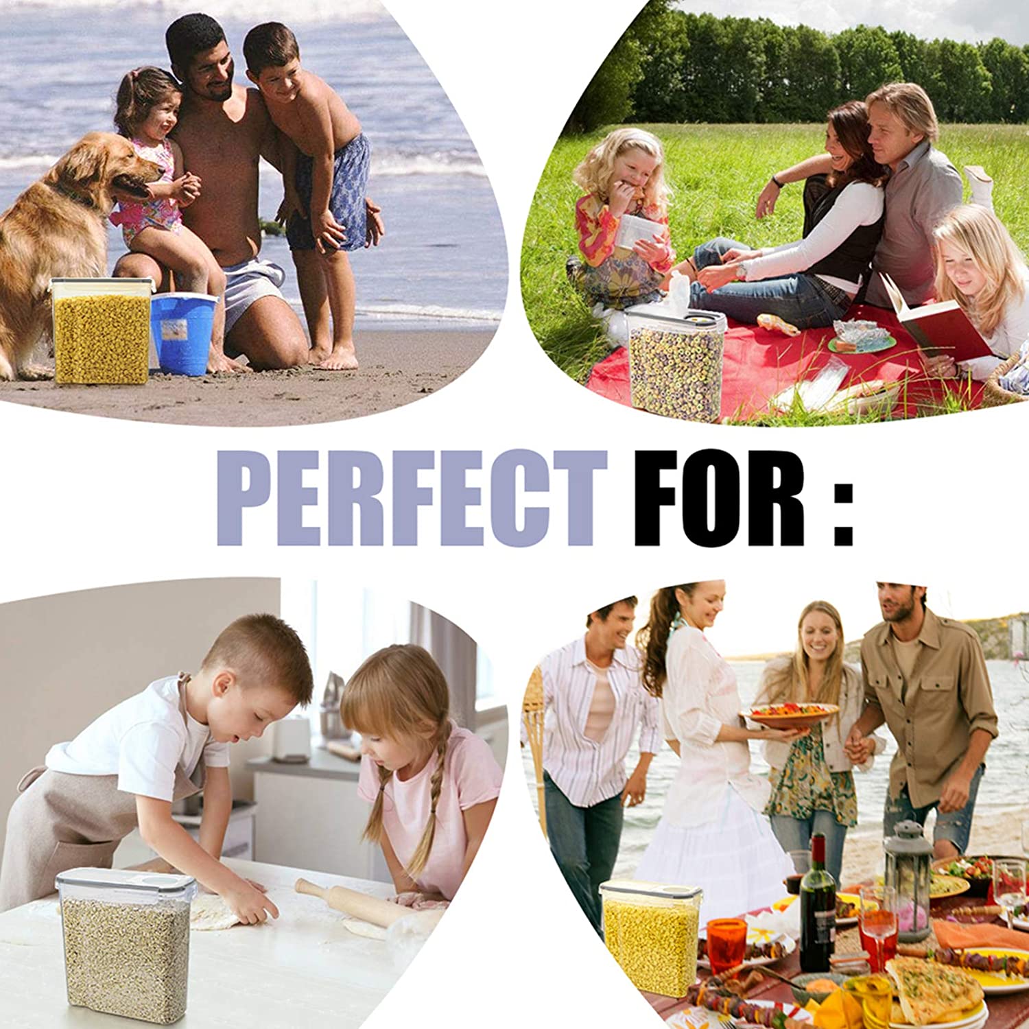 Cereal Container 4L Airtight Plastic Storage Container Set Of 6 With Lids For Grains Dry Food Kitchen Pantry Organization