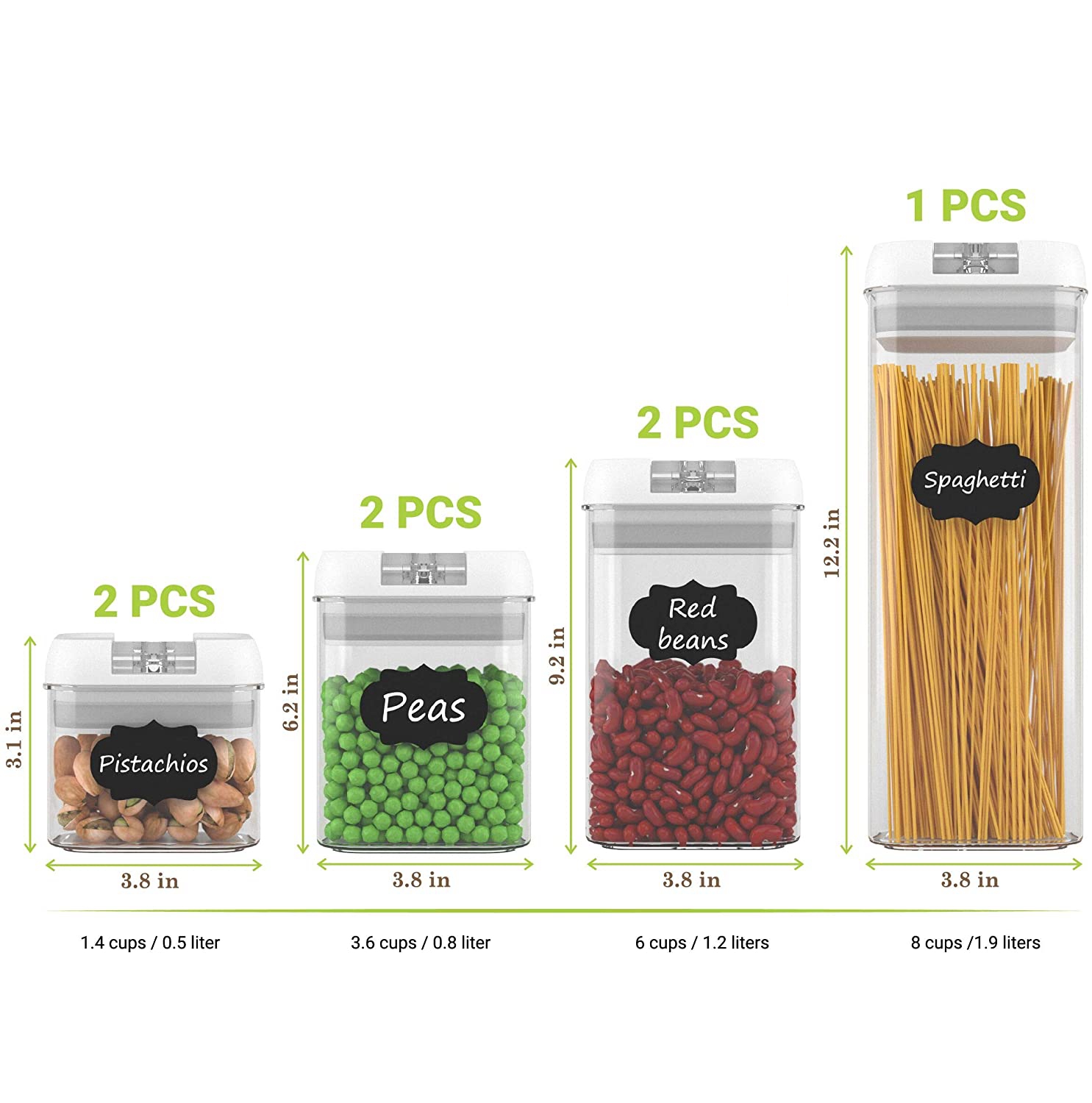 Cereal Storage Container Set BPA Free Plastic Airtight Food Storage Containers 135.2 fl oz for Cereal Snacks and Sugar