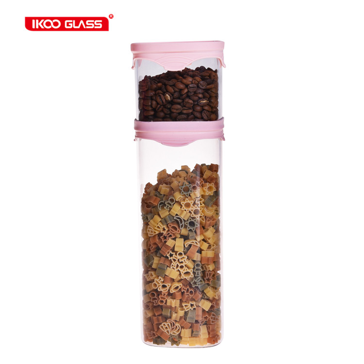 Cereal storage container jar with glass lid food storage with silicon cover