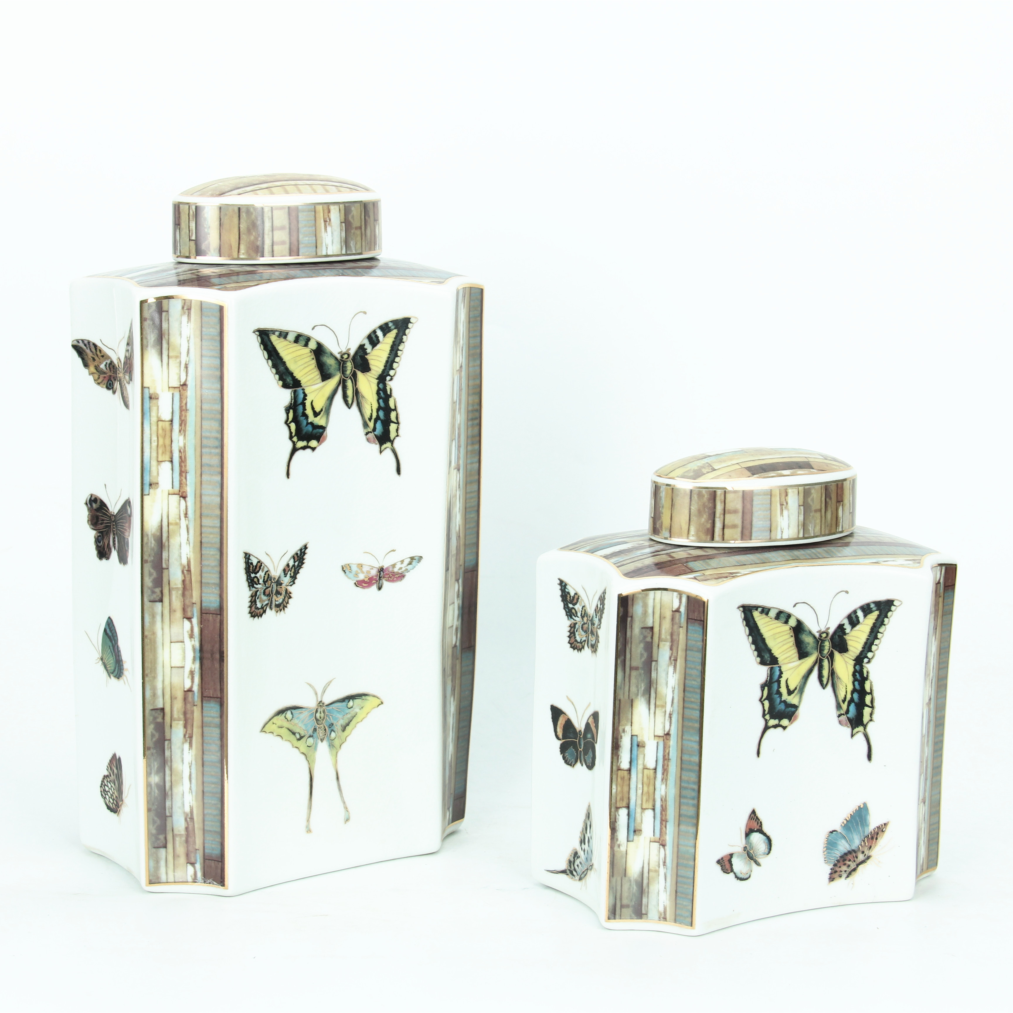 Chaozhou fengxi porcelain jar custom logo butterfly ceramic empty jar home wedding occasion decor