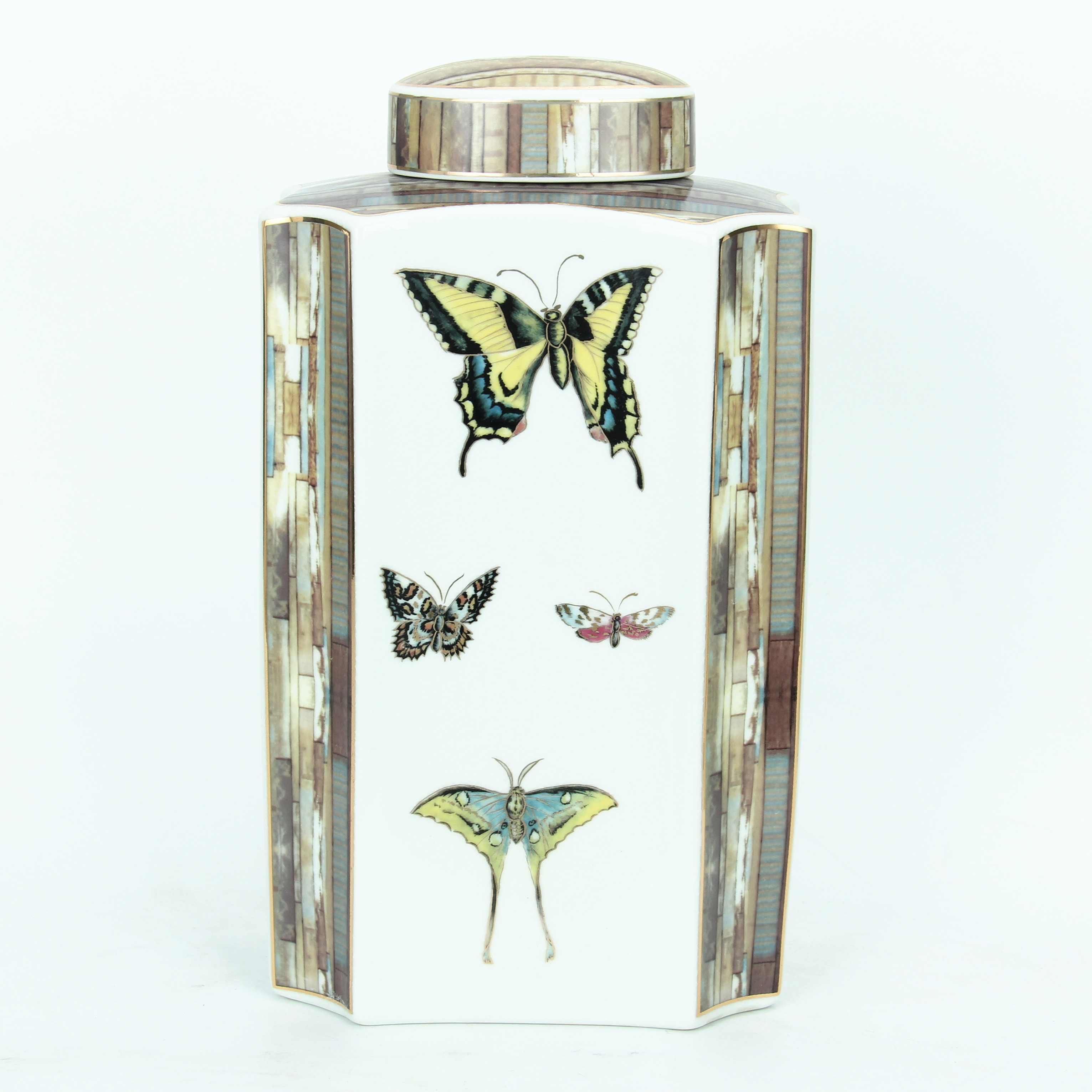 Chaozhou fengxi porcelain jar custom logo butterfly ceramic empty jar home wedding occasion decor