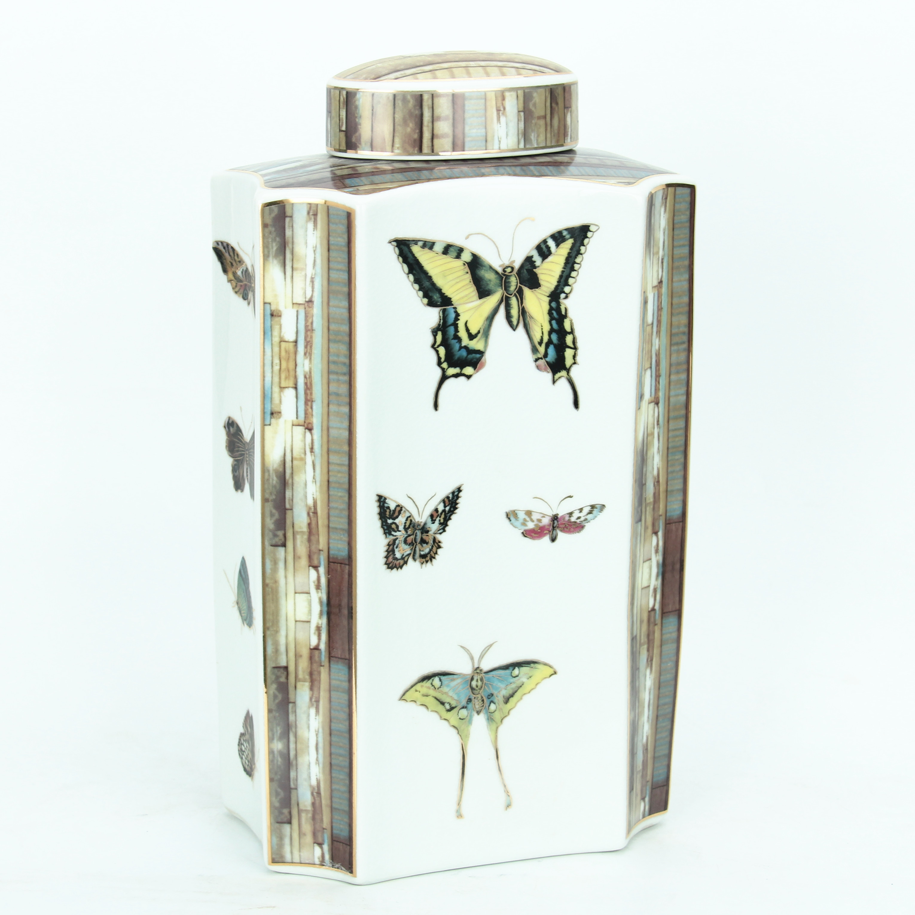 Chaozhou fengxi porcelain jar custom logo butterfly ceramic empty jar home wedding occasion decor