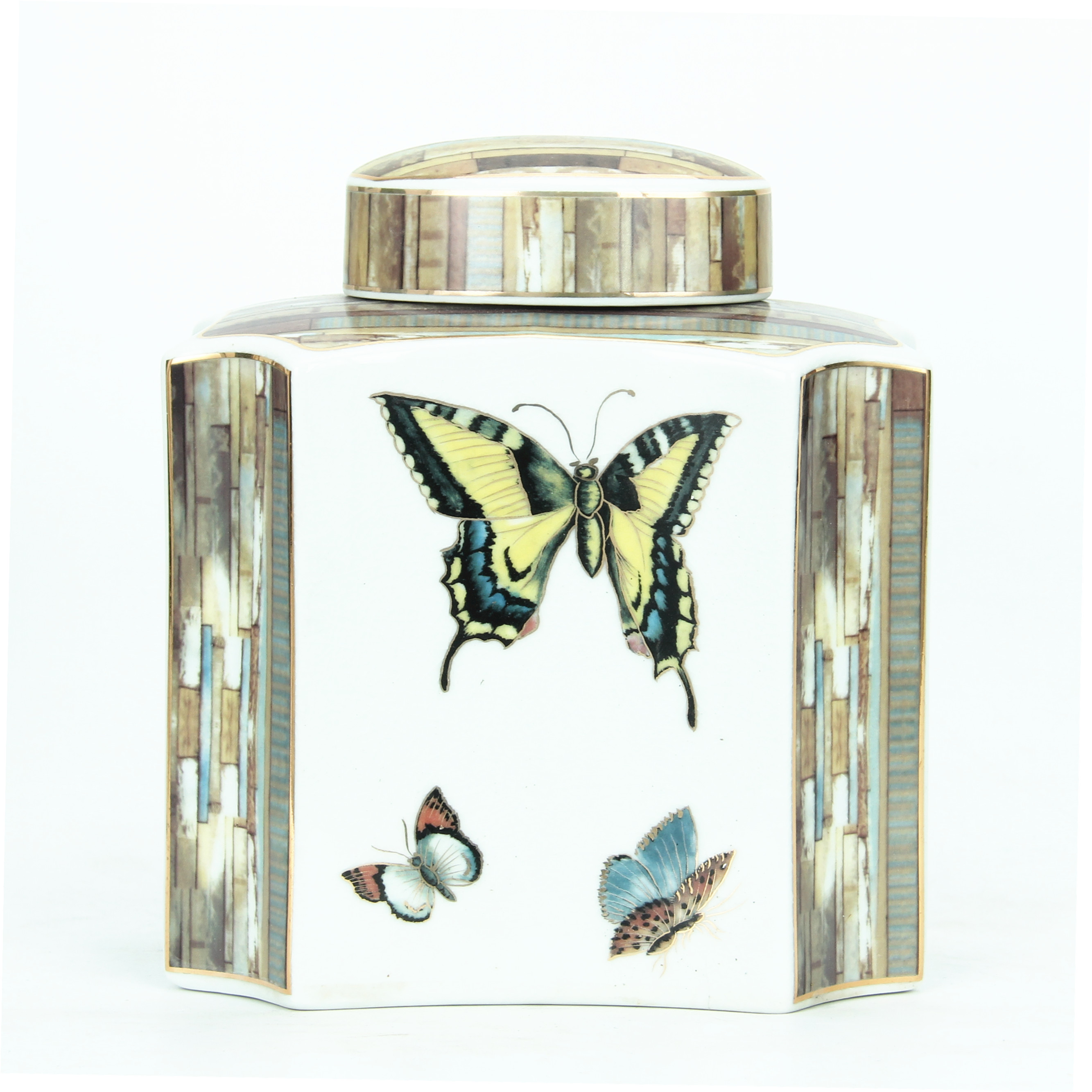 Chaozhou fengxi porcelain jar custom logo butterfly ceramic empty jar home wedding occasion decor