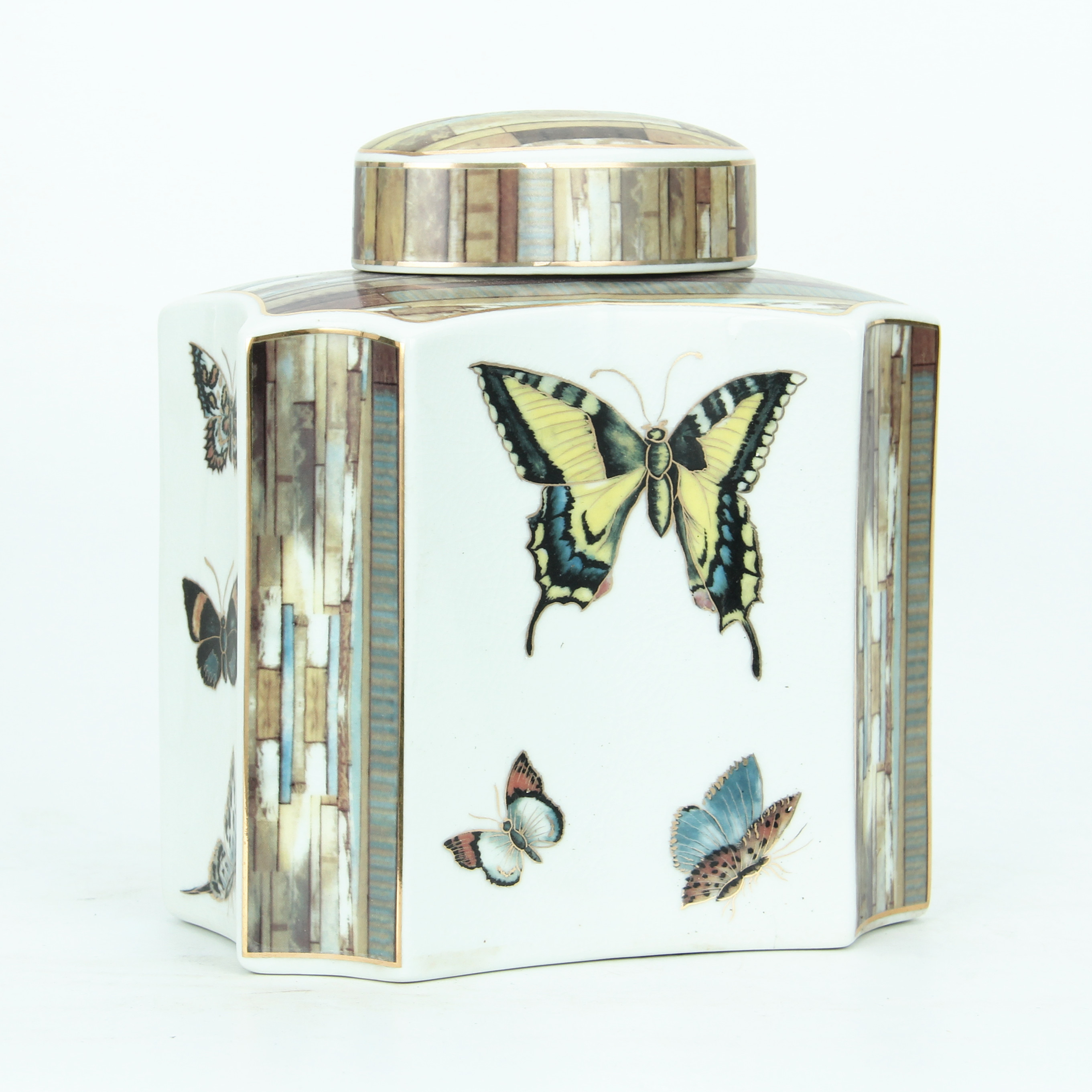 Chaozhou fengxi porcelain jar custom logo butterfly ceramic empty jar home wedding occasion decor