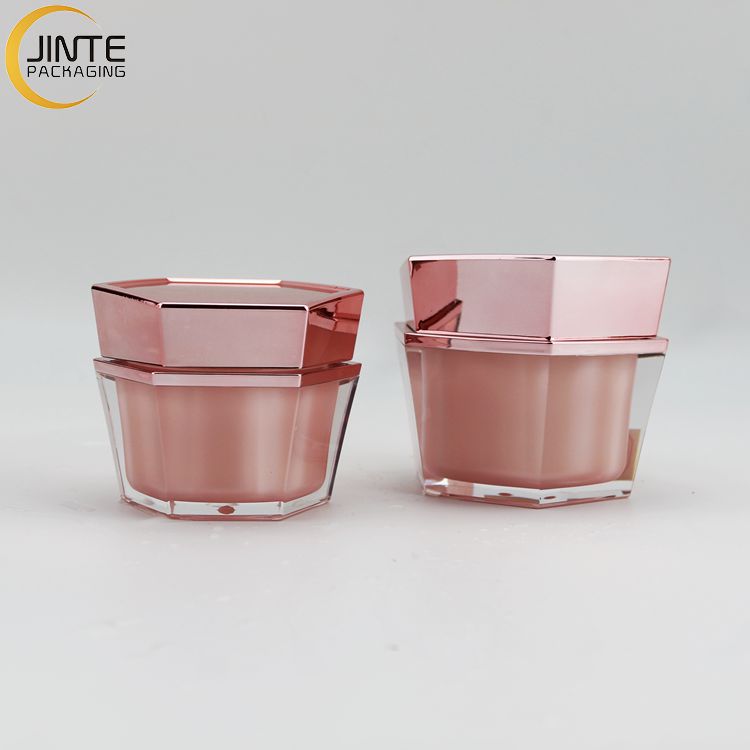 Characteristic Cosmetic Packaging 30g  50g Acrylic Nail Cream Jar With Pink  PP Liner And Pink Lid