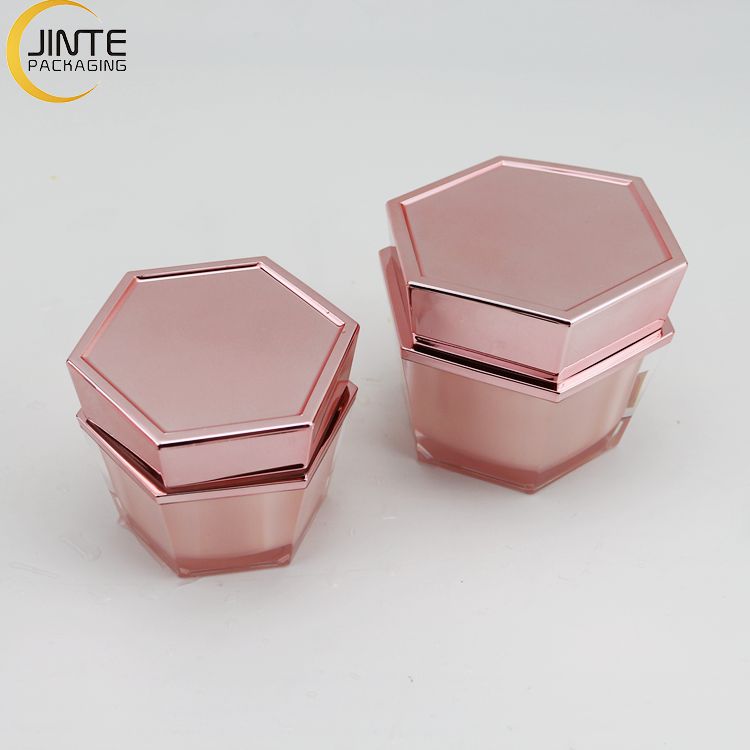 Characteristic Cosmetic Packaging 30g 50g Acrylic Nail Cream Jar With Pink PP Liner And Pink Lid