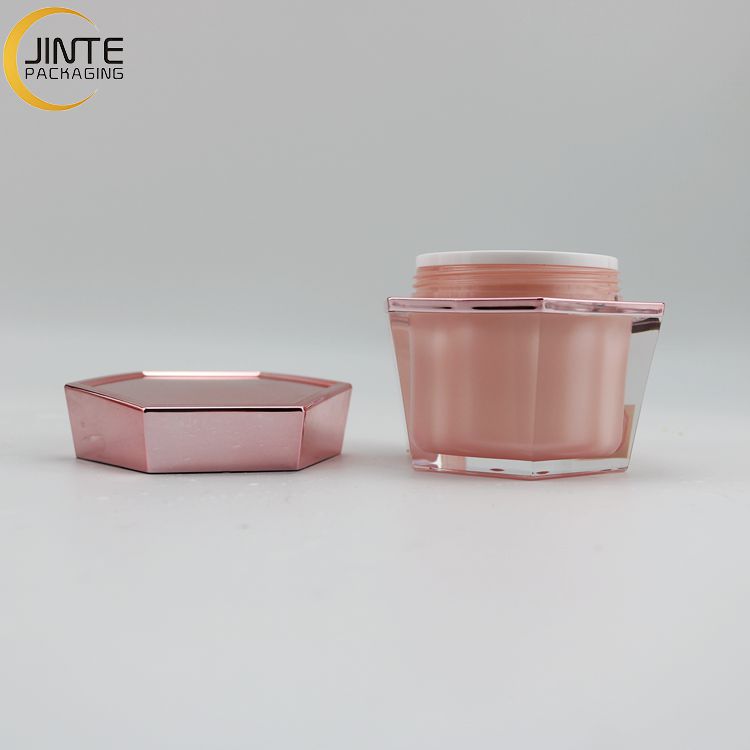 Characteristic Cosmetic Packaging 30g 50g Acrylic Nail Cream Jar With Pink PP Liner And Pink Lid