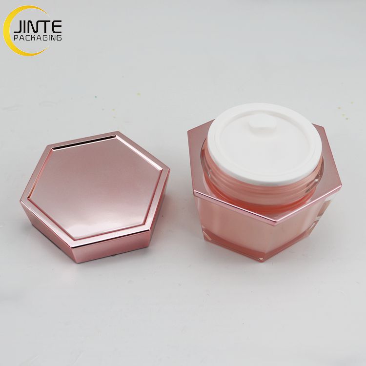 Characteristic Cosmetic Packaging 30g 50g Acrylic Nail Cream Jar With Pink PP Liner And Pink Lid